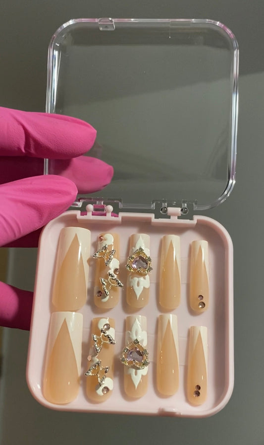 Blinged French Tip Press On Set
